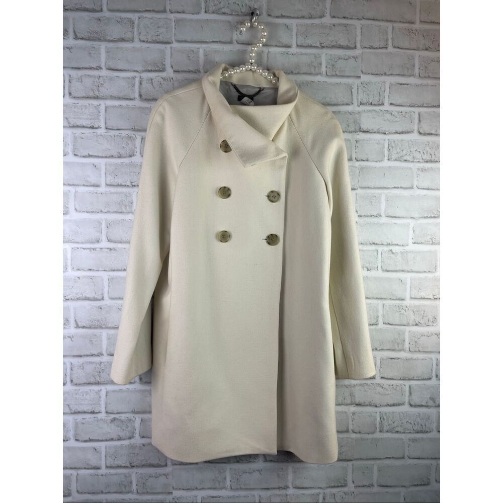 J. Crew Wool Coat Cream Color Double Breasted Size 4 Sophistication, Classic